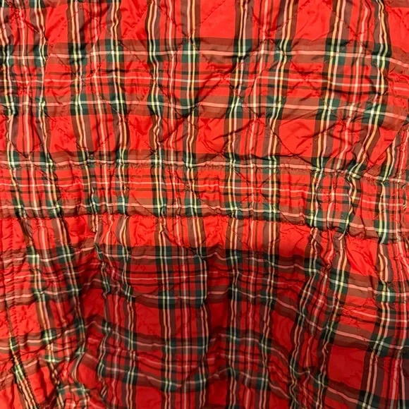 Talbots Red Plaid Quilted Jacket Black Trim Preppy Women’s medium - Picture 10 of 15